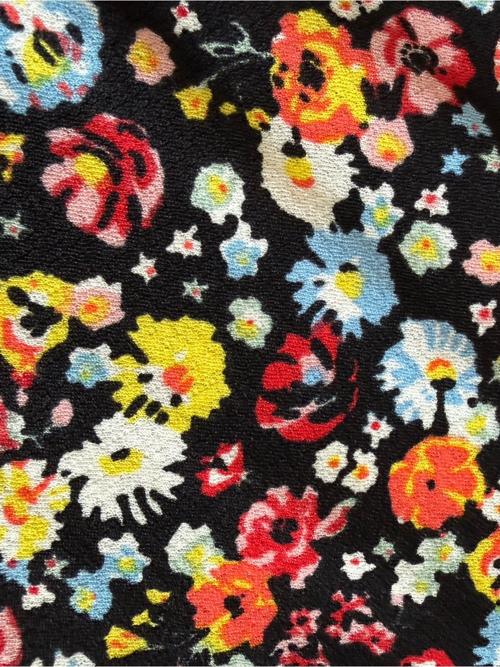 SHEIN Black Floral Circle Skater Skirt with Red Yellow Blue Blossoms - Picture 5 of 6